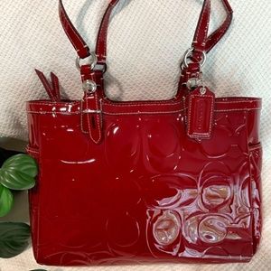 Coach Burgundy Patent Leather Purse #F15246